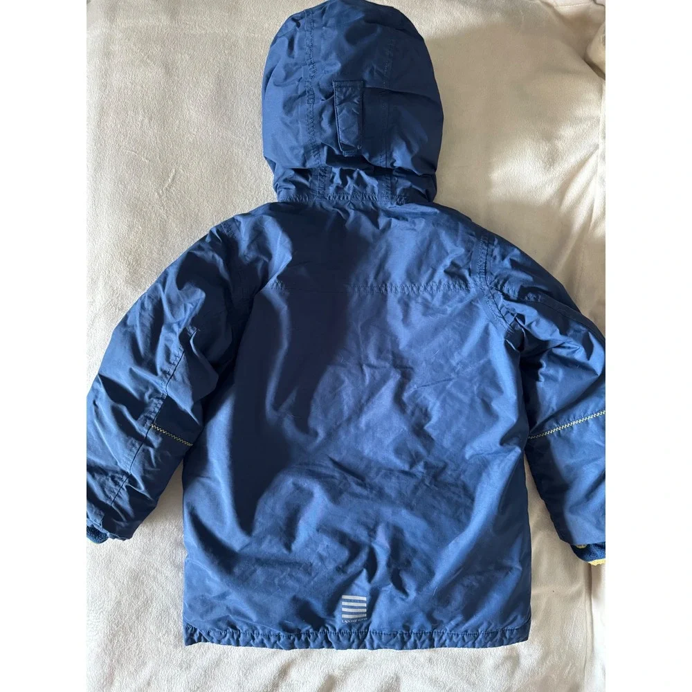 Lands End Kids Navy Blue Grow-A-Longs Hooded Winter Parka Jacket Size M 5-6